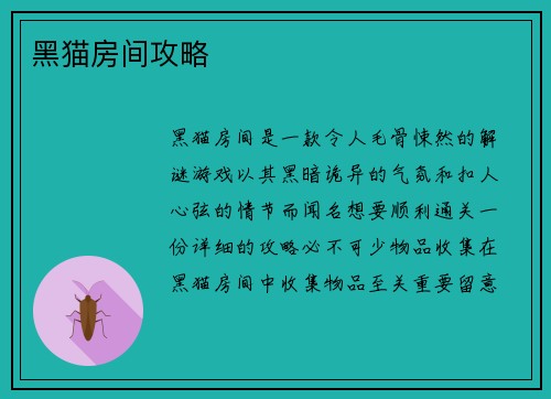 黑猫房间攻略